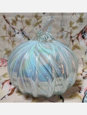 Art Glass Spun Stem Summer Light Blue Swirl Murano Glass Vibes